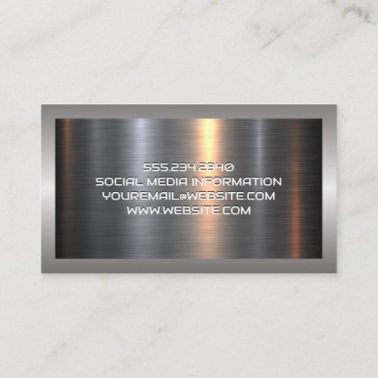建築ホームロゴ |金属の背景 名刺 (裏面)