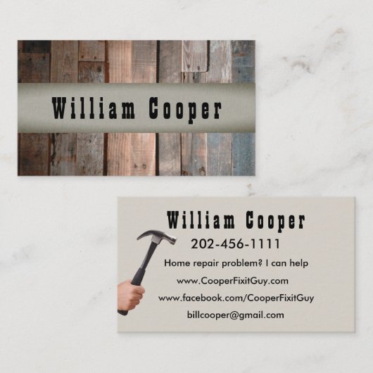 建築ホーム修復ビルダーのパーソナライズ 名刺 (正面/裏面)