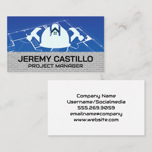 建築ホーム修復 | 青いプリント 名刺 (正面/裏面)