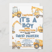 建築ボディーダンプトラックのパーティー 招待状 (正面/裏面)