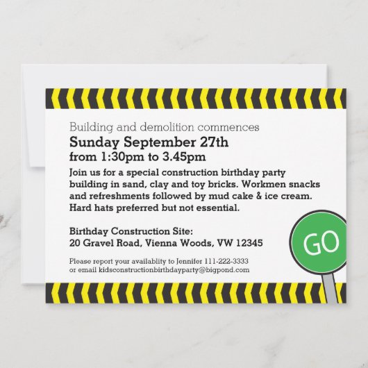 建築ボーイズ2nd誕生日パーティの招待状 招待状 (裏面)