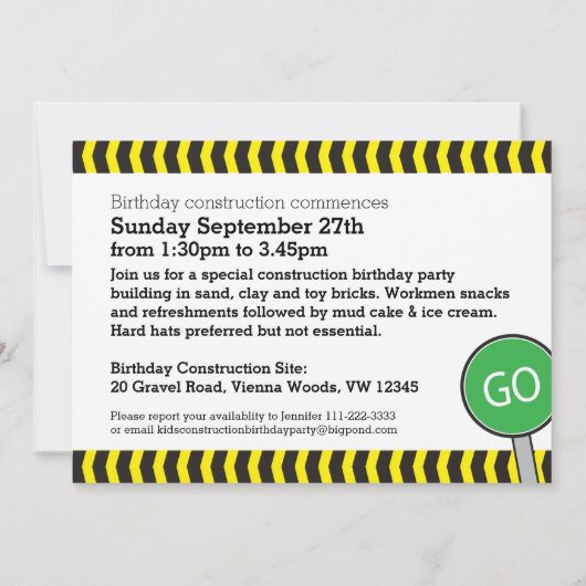 建築ボーイズ4th誕生日パーティの招待状 招待状 (裏面)