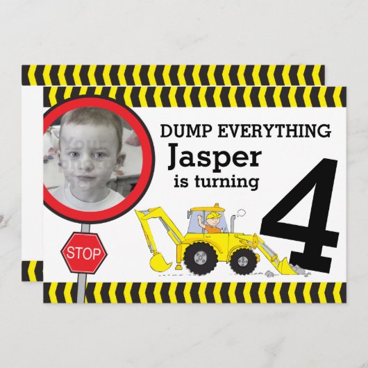 建築ボーイズ4th誕生日パーティの招待状 招待状 (正面/裏面)