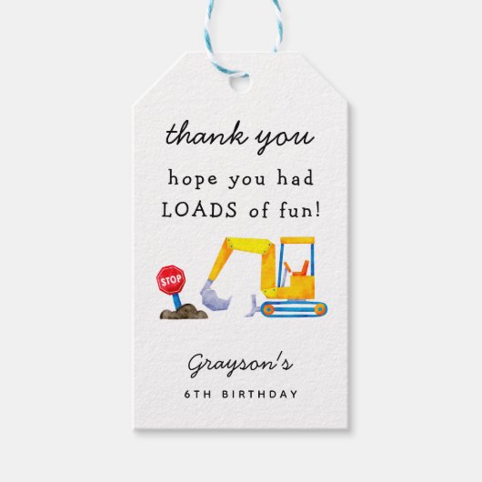 建築ボーイバースデーパーティー ギフトタグ (正面)
