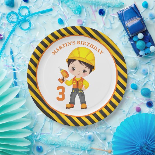 建築ボーイバースデーパーティ紙プレート ペーパープレート (パーティー)
