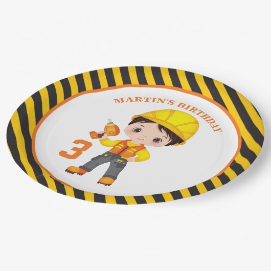 建築ボーイバースデーパーティ紙プレート ペーパープレート (アングル)