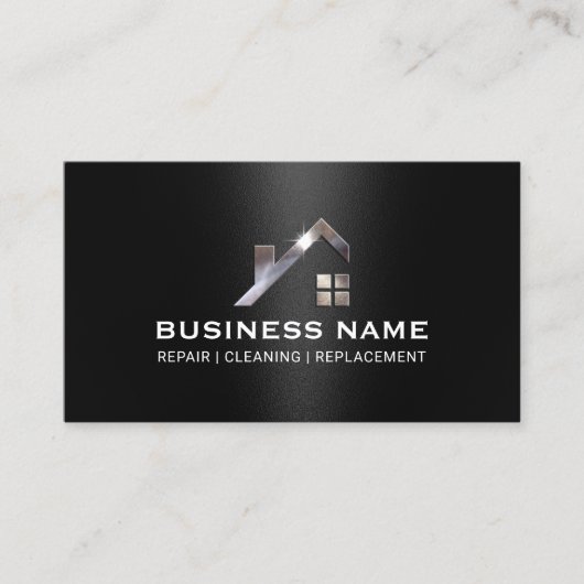 建築メタルハウスロゴ実在エテート 名刺 (正面)