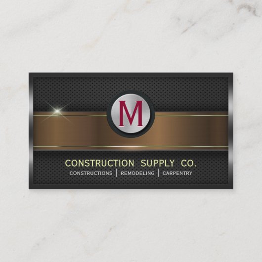 建築メタルフレームモノグラムゴールデンストライプ 名刺 (正面)