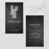 建築モダンブロックのロゴ白/ダークメタル 名刺 (正面/裏面)