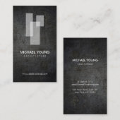 建築モダンブロックのロゴ白/ダークメタル 名刺 (正面/裏面)