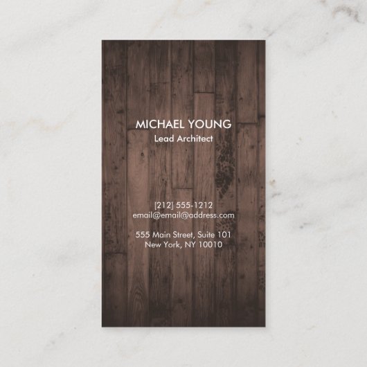 建築モダンブロックのロゴ白/木素朴材 名刺 (裏面)