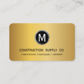 建築モダンモノグラムロゴブラック金ゴールドメタル 名刺 (正面)