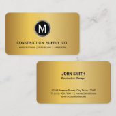 建築モダンモノグラムロゴブラック金ゴールドメタル 名刺 (正面/裏面)