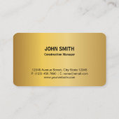 建築モダンモノグラムロゴブラック金ゴールドメタル 名刺 (裏面)