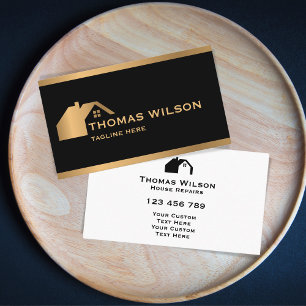 建築モダン手利民大工の屋根金ゴールド 名刺