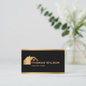 建築モダン手利民大工の屋根金ゴールド 名刺 (スタンド正面)