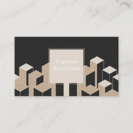 建築モダン3Dブロック黒とベージュ 名刺