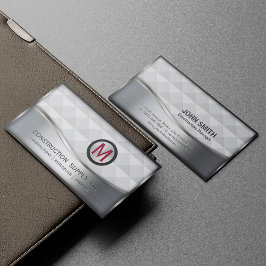 建築モノグラムのロゴブラックとシルバーメタル 名刺