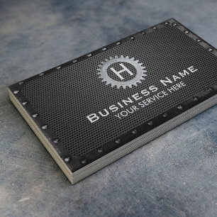 建築モノグラムダークメタル枠モダン 名刺