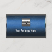 建築モノグラムブルー縁どメタル 名刺 (正面)