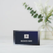 建築モノグラムブルー縁どメタル 名刺 (スタンド正面)