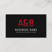 建築モノグラムレッドはっきりしたイニシャルプレーン 名刺 (正面)