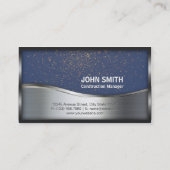 建築モノグラムロゴシルバーメタルブルー 名刺 (裏面)