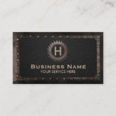 建築モノグラム金属枠ダークレザー 名刺 (正面)