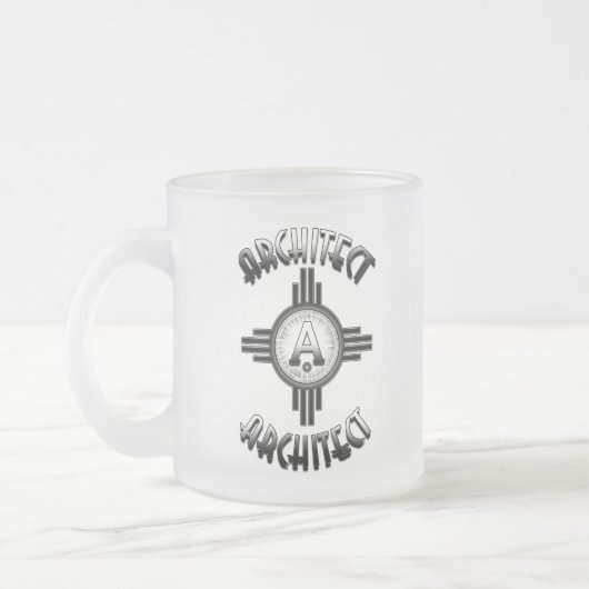 建築レトロ – 建築家Merch フロストグラスマグカップ (左)