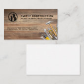 建築ロゴ | ハンドツール | 木目の背景 名刺 (正面/裏面)