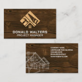 建築ロゴ |ブループリント |木材 名刺 (正面/裏面)