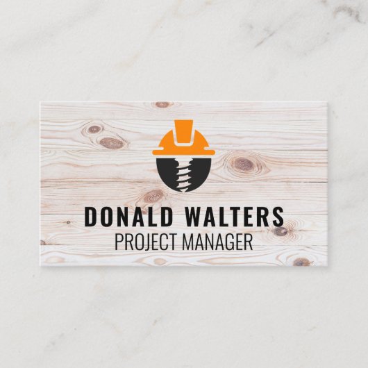 建築ロゴ |木材の背景 名刺 (正面)