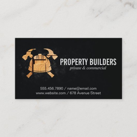 建築ロゴ |木材 | Hammers Hardhat 名刺 (正面)