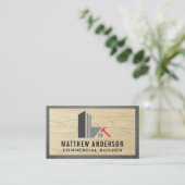 建築ロゴ |木目 |鉄鋼 名刺 (スタンド正面)