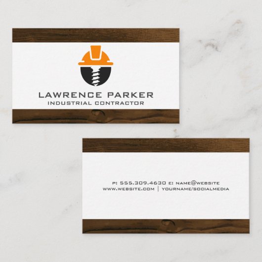建築ロゴ |木製トリム 名刺 (正面/裏面)