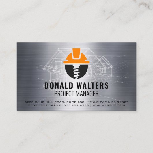 建築ロゴ |設計図の回路図 |金属 名刺 (正面)