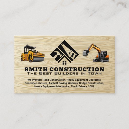 建築ロゴ |重機 |木目 名刺 (正面)
