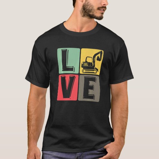 建築ワーカーショベルドライバ掘削機 Tシャツ (正面)