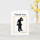 建築ワーカーシルエットサンキューカード カード (黄色い花)