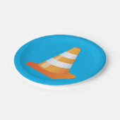 建築ワーカーパーティーオレンジ色のトラフィックコーン ペーパープレート (アングル)