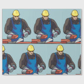 建築ワーカーブリックレイヤ懸命ハットビルダ ラッピングペーパー (フラット)