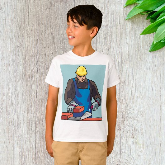 建築ワーカーブリックレイヤ懸命ハットビルダ Tシャツ