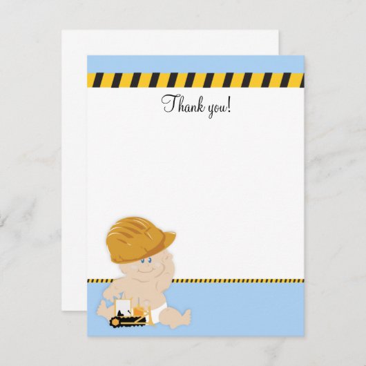建築ワーカーベビー4x5 Flatありがとうご注意 サンキューカード (正面/裏面)