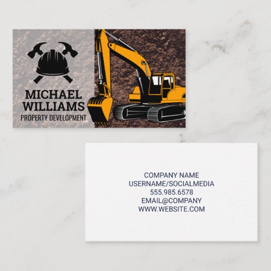 建築ワーカーロゴ |地球引越し業者車 名刺 (正面/裏面)