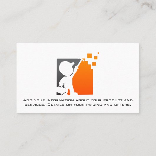 建築ワーカーロゴ |木材の背景 名刺 (裏面)