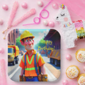 建築ワーカー誕生日 ペーパープレート (パーティー)