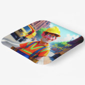 建築ワーカー誕生日 ペーパープレート (傾斜あり)