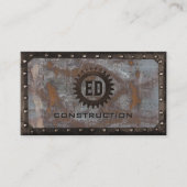 建築ヴィンテージモノグラムラスティグランジメタル 名刺 (正面)