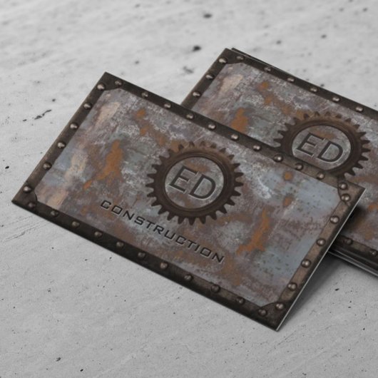 建築ヴィンテージモノグラムラスティグランジメタル 名刺