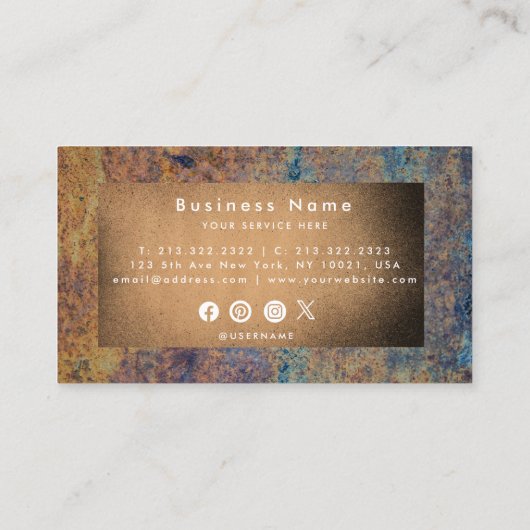 建築ヴィンテージモノグラムラスティ金属事業 名刺 (裏面)